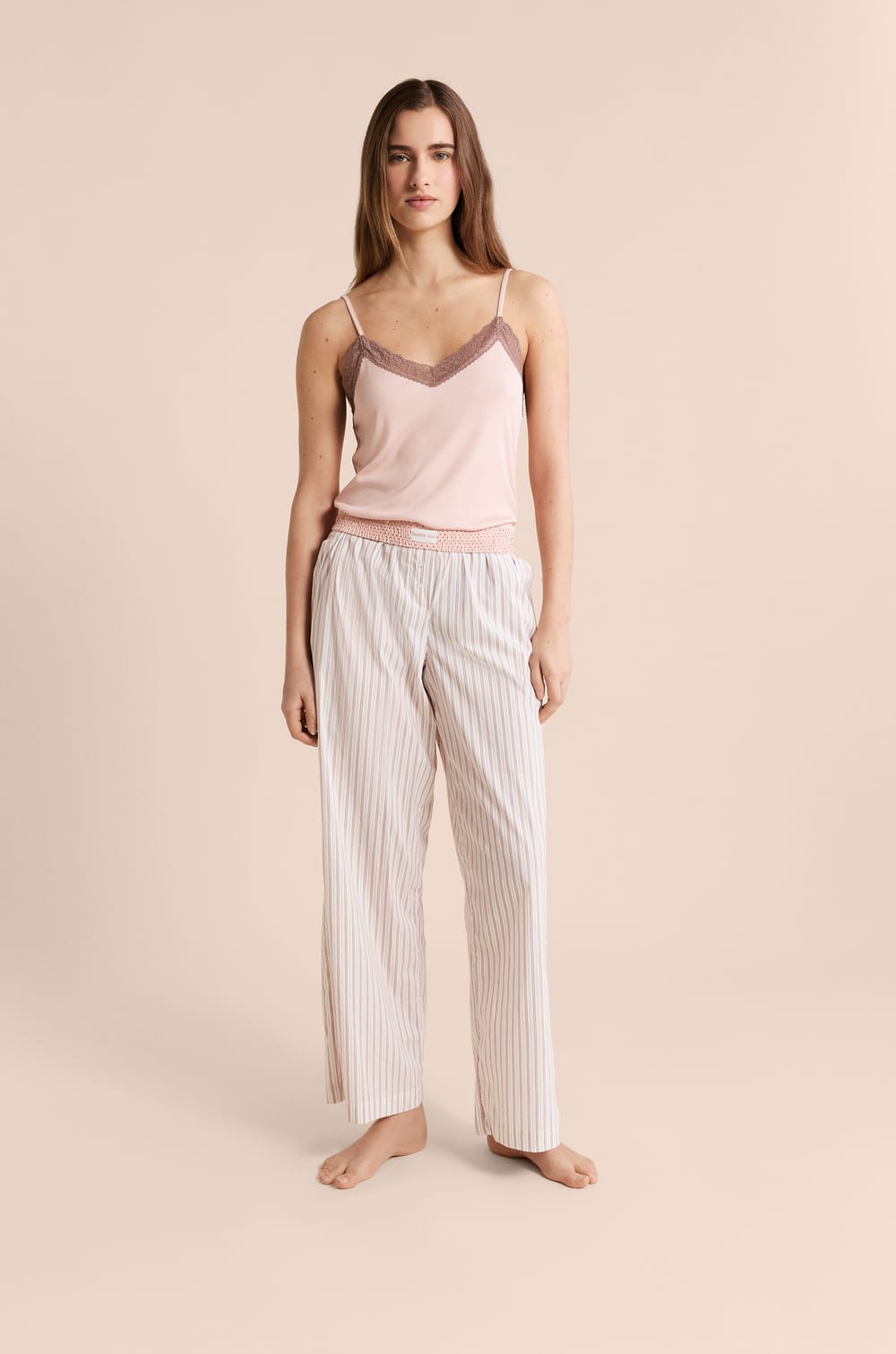 Pantalon de pyjama &agrave; rayures avec coton;${refinementColor}
