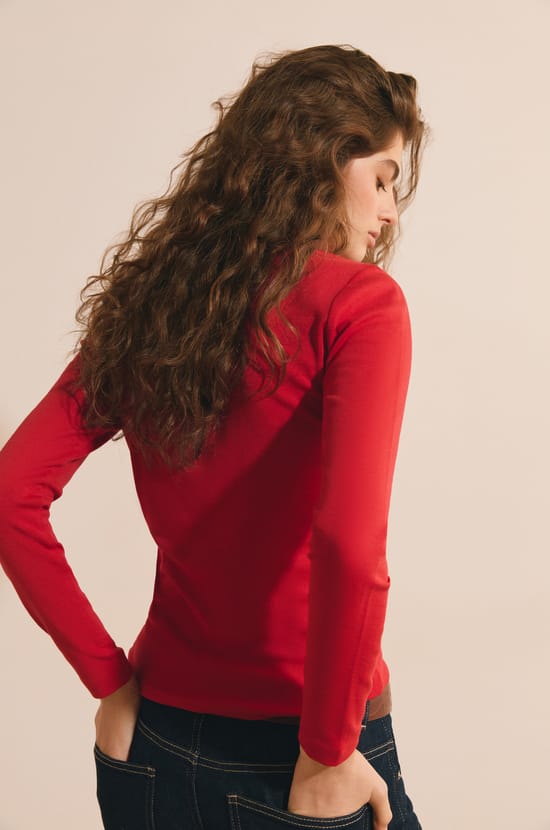 T-shirt manches longues en coton modal;${refinementColor}