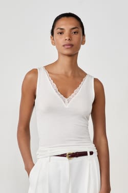 Tank Top with Cashmere in Thermal Knit;${refinementColor}