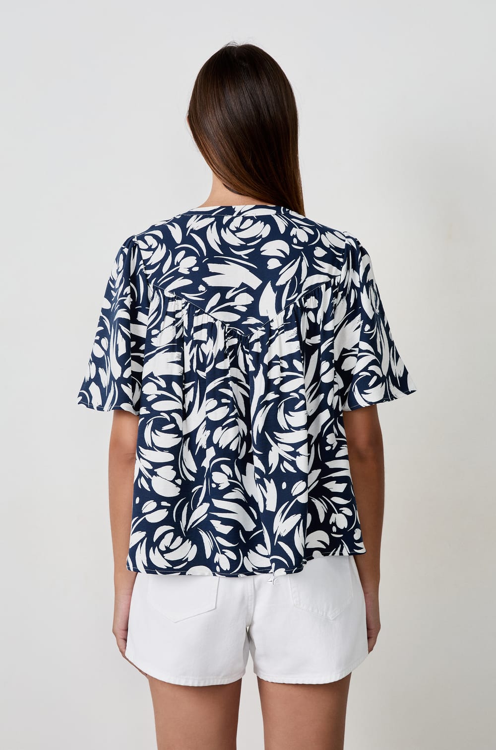 Blouse manches courtes à motifs;${refinementColor}
