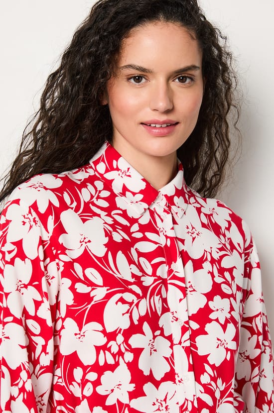 Robe chemise ceintur&eacute;e fleuris;${refinementColor}