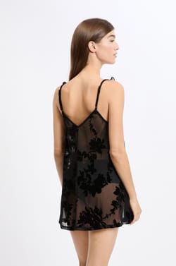 Chemise de nuit transparente à motif fleuri;${refinementColor}