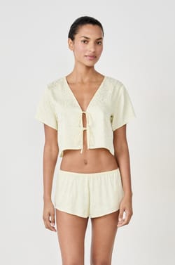 Top de pyjama manches courtes à nouer;${refinementColor}