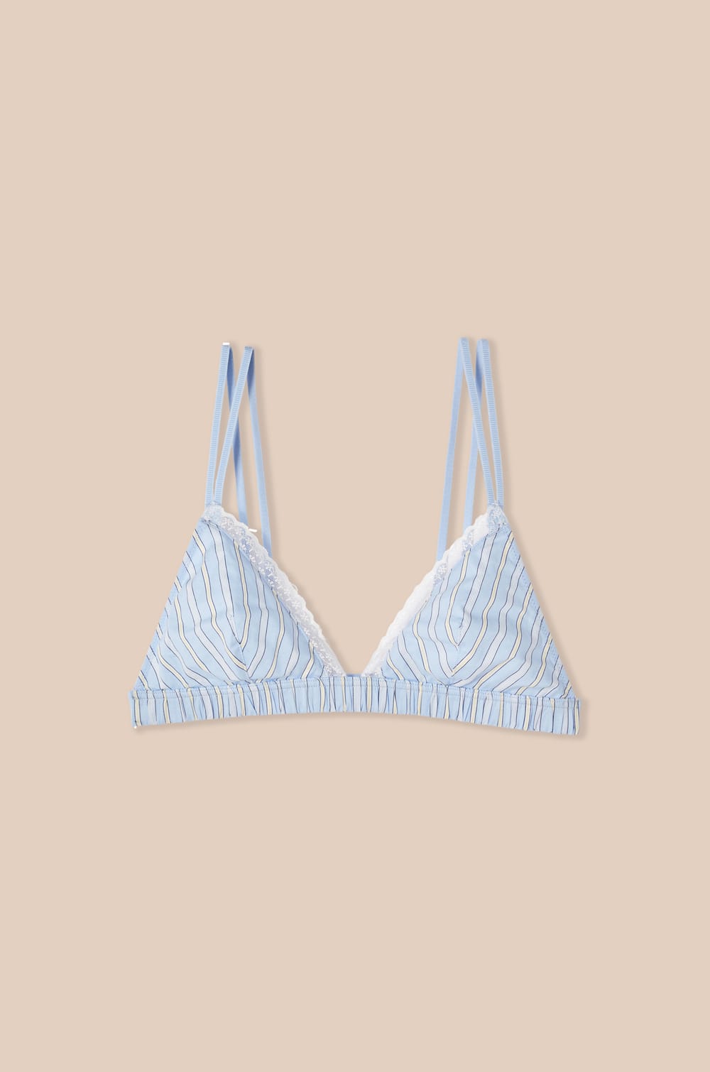 Triangle Cotton Striped Bra;${refinementColor}