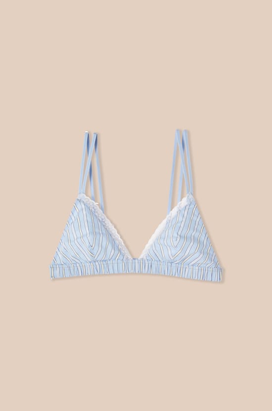 Triangle Cotton Striped Bra;${refinementColor}