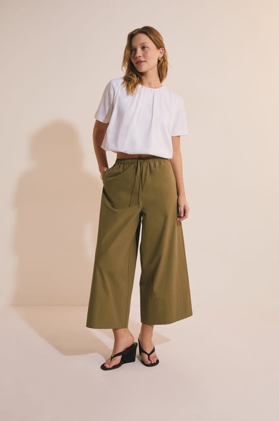 Pantalon &eacute;lastiqu&eacute; en coton;${refinementColor}