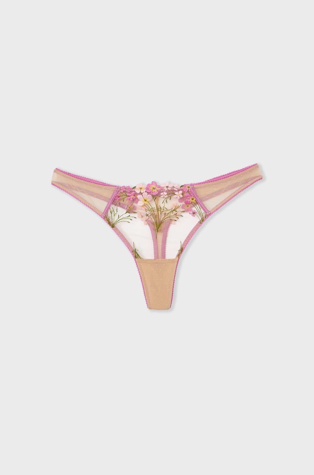 Embroidered Tulle Thong;${refinementColor}
