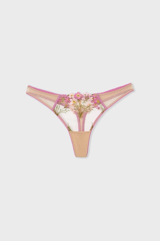 Embroidered Tulle Thong;${refinementColor}