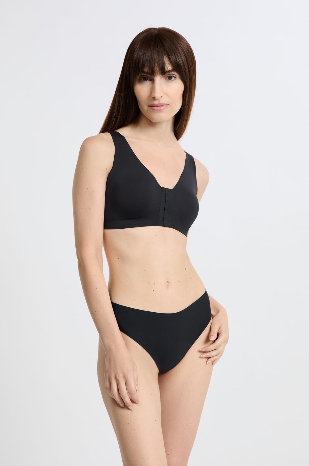 Post-mastectomy wireless bralette with front opening;${refinementColor}