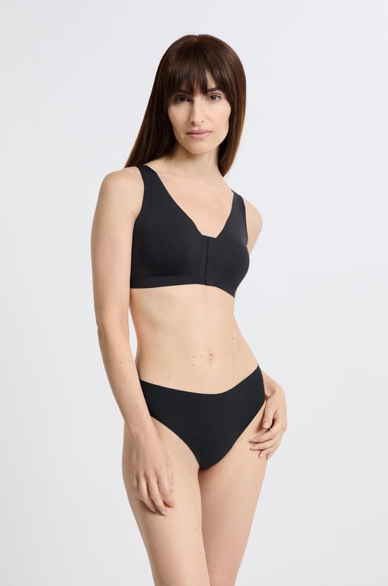 Post-mastectomy wireless bralette with front opening;${refinementColor}