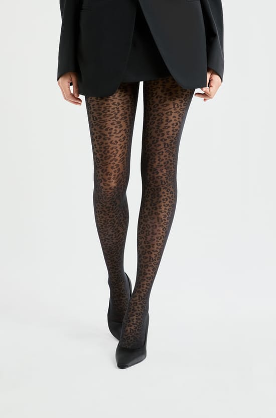 Transparent leopard print tights - 30D;${refinementColor}