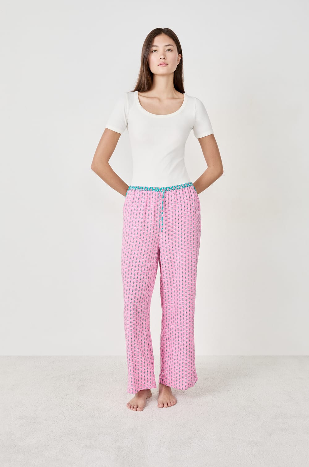 7/8 Printed Pyjama Trousers;${refinementColor}