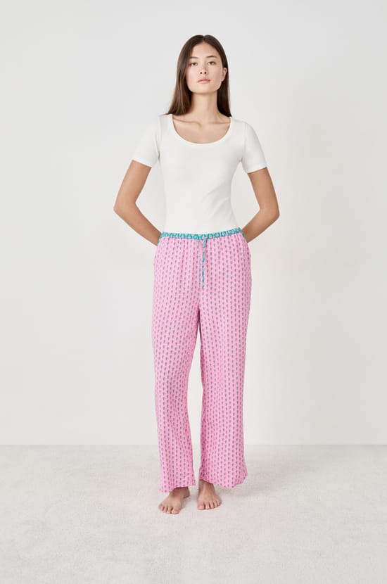 Pantalon de pyjama 7/8 à imprimés;${refinementColor}