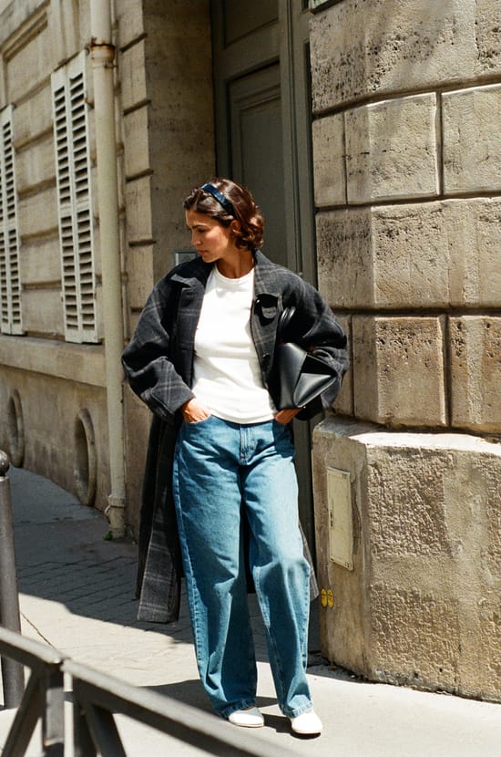 Manteau long &agrave; carreaux avec laine;${refinementColor}