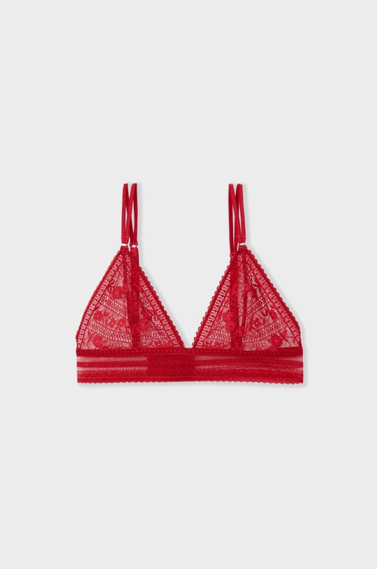 Soutien-gorge triangle en dentelle;${refinementColor}