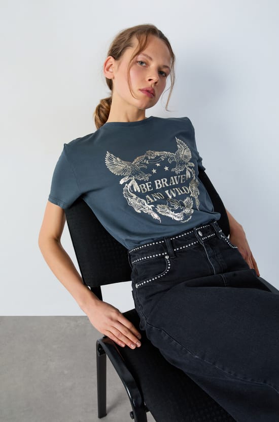 T-shirt en coton imprimé;${refinementColor}