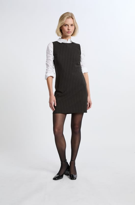 Robe courte à rayures;${refinementColor}