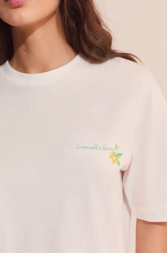 Camiseta de pijama de algod&oacute;n con ilustraci&oacute;n de limones;${refinementColor}
