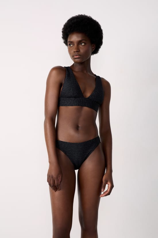 Bikini Brief Swimsuit Bottom with Silver Detail;${refinementColor}