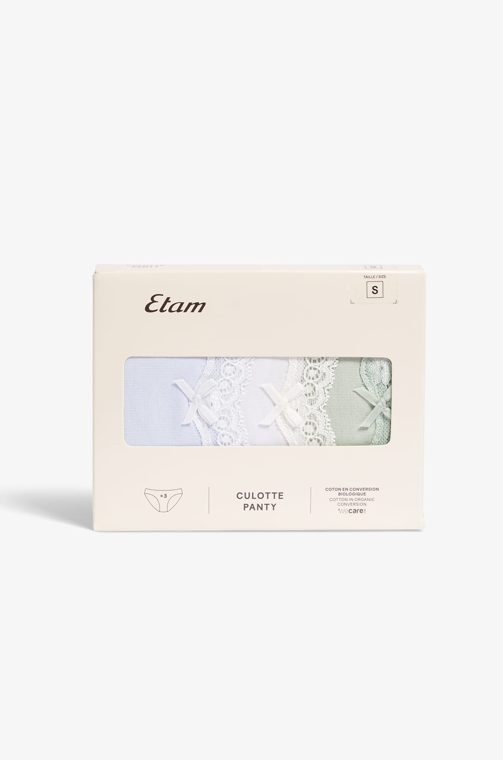 3-Pack of Cotton and Lace Briefs;${refinementColor}