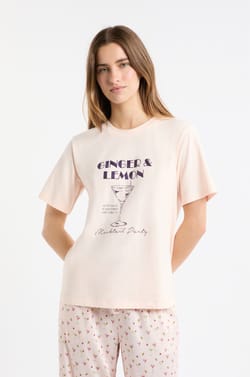 Camiseta de pijama de algod&oacute;n con ilustraci&oacute;n &laquo;mocktail&raquo;;${refinementColor}