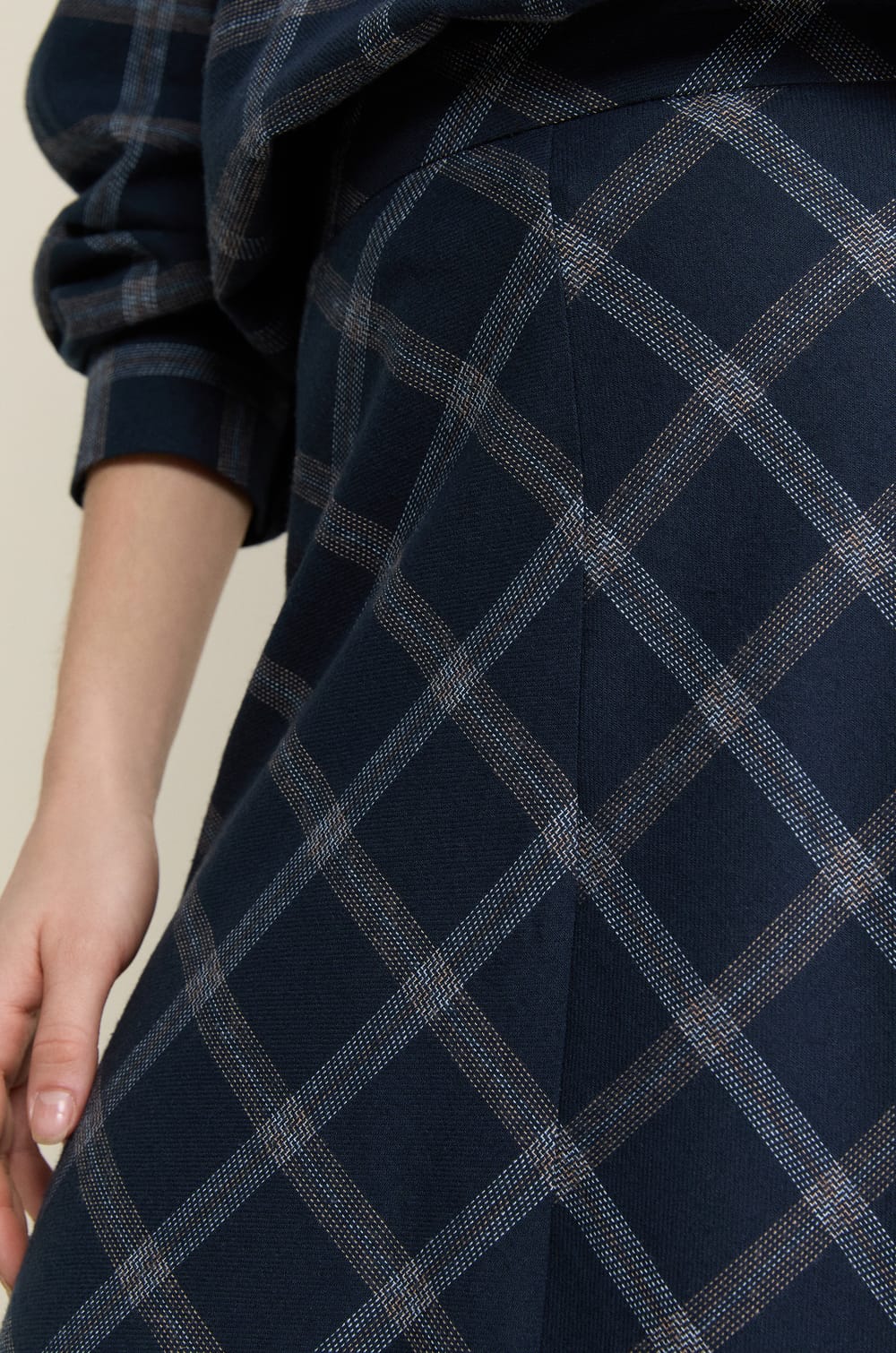 Jupe longue en coton &agrave; carreaux;${refinementColor}