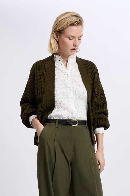 Gilet à manches longues grosse maille;${refinementColor}