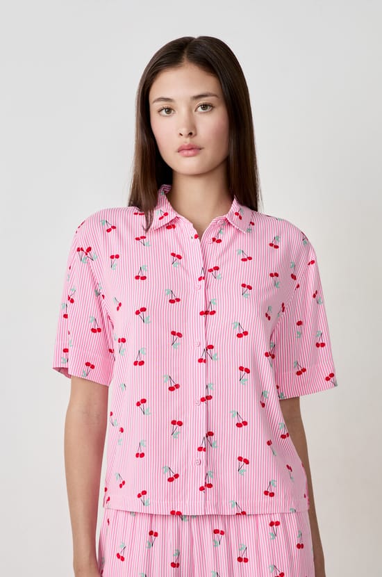 Printed Pajama Shirt;${refinementColor}