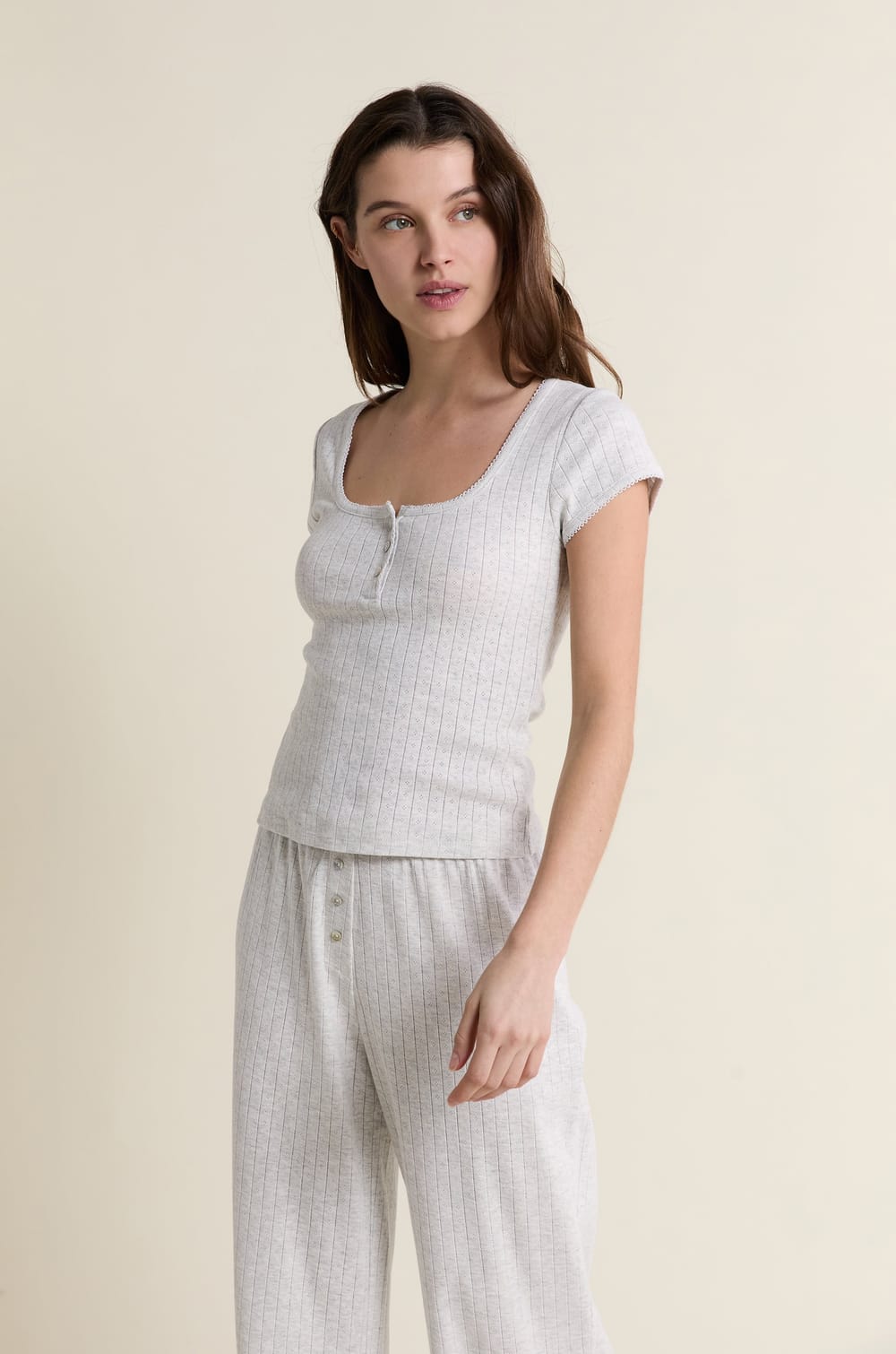 T-shirt de pyjama manches courtes en coton;${refinementColor}