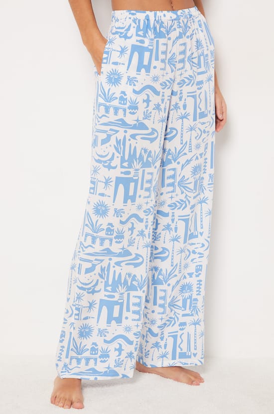 Printed Wide Cut Pyjama Trousers;${refinementColor}