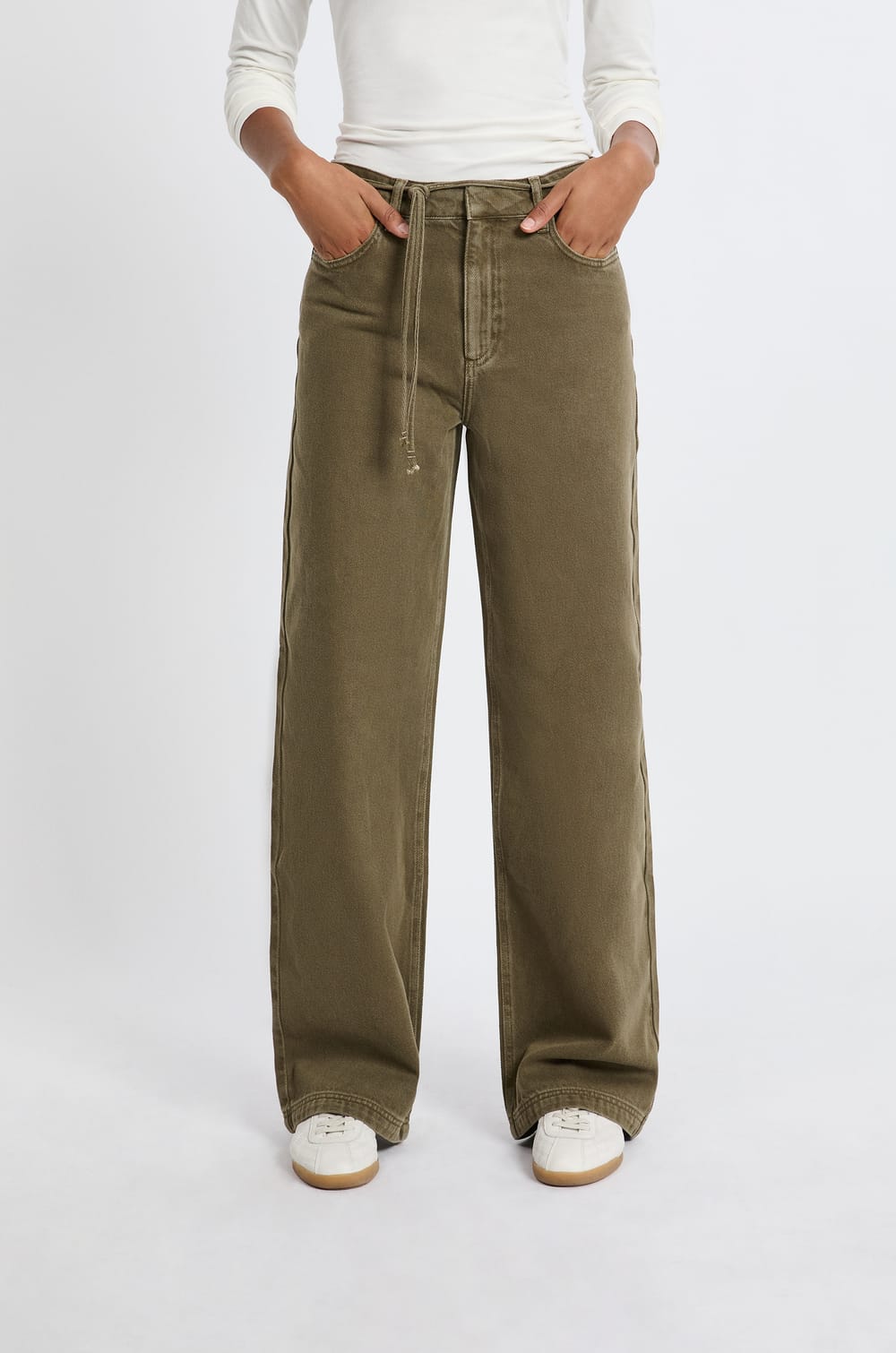 Pantalon avec cordon en coton;${refinementColor}