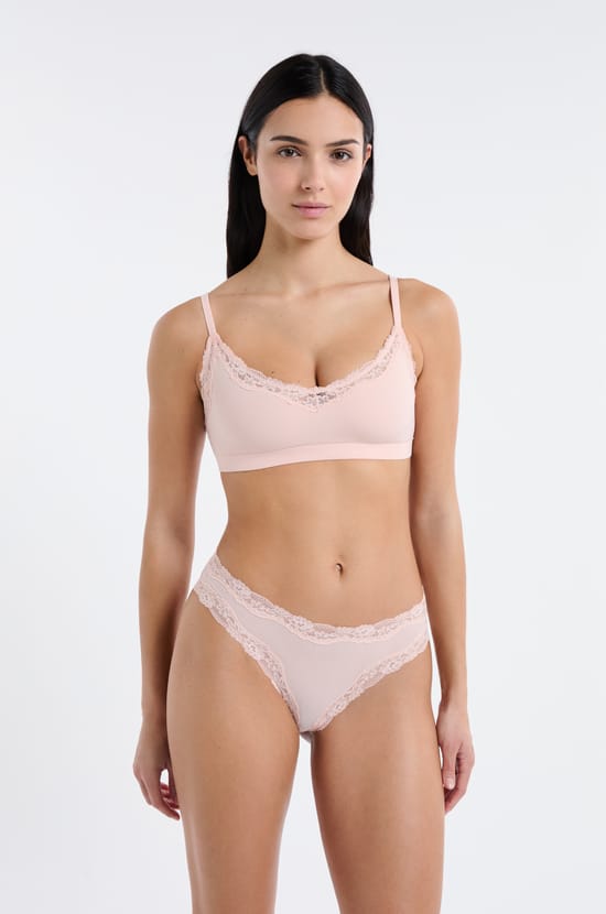 Culotte en microfibre et dentelle;${refinementColor}