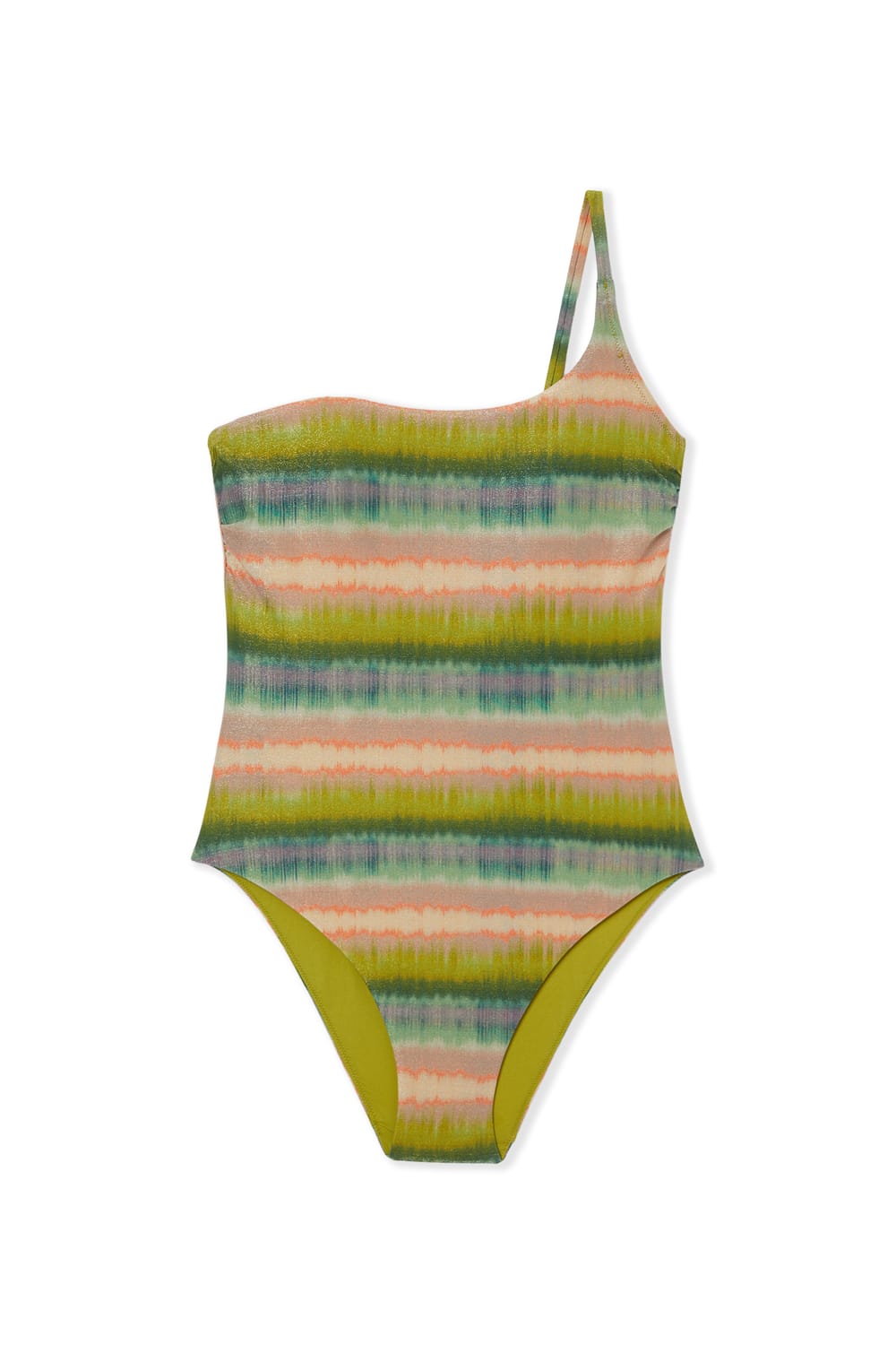 Maillot de bain 1 pi&egrave;ce asym&eacute;trique paillet&eacute; &agrave; rayures;${refinementColor}