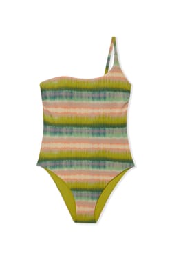 Maillot de bain 1 pi&egrave;ce asym&eacute;trique paillet&eacute; &agrave; rayures;${refinementColor}