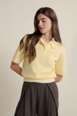 Short-sleeved Polo Neck Sweater;${refinementColor}