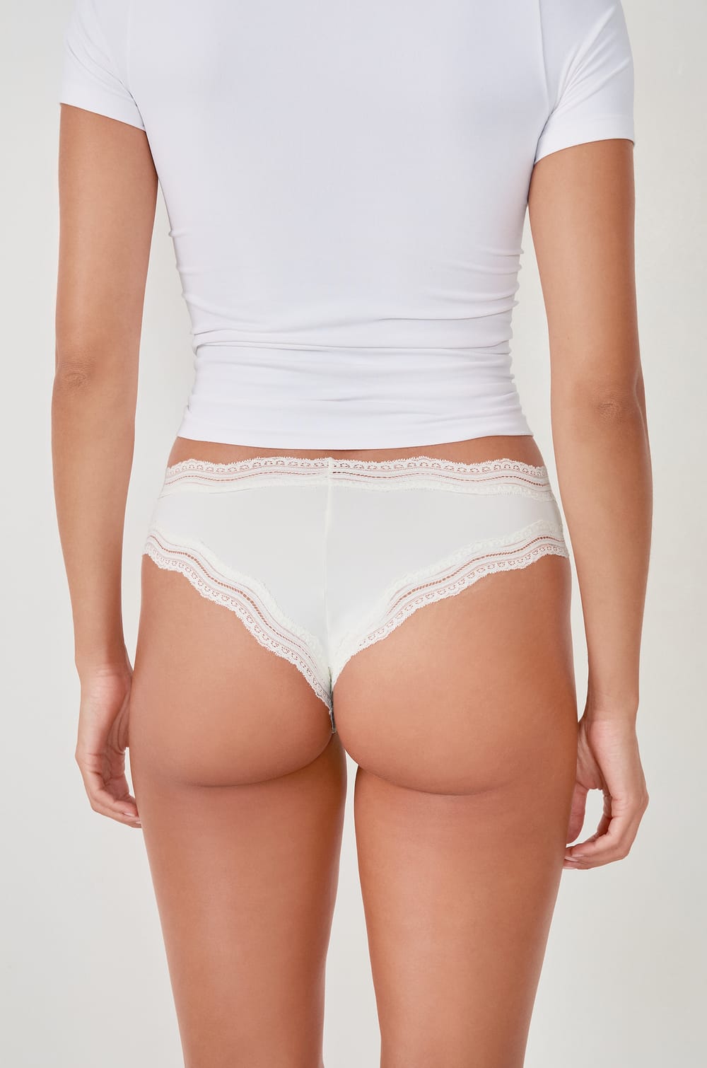 Microfibre Tanga with Lace Trim;${refinementColor}