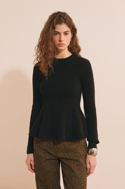 Pull manches longues &agrave; volants;${refinementColor}
