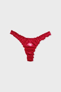 Embroidered Satin Thong Boyshort;${refinementColor}