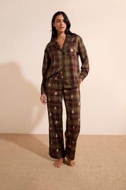 Pantalon &agrave; carreaux avec coton;${refinementColor}