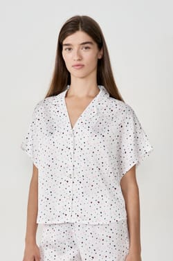 Satin pyjama shirt with heart print;${refinementColor}