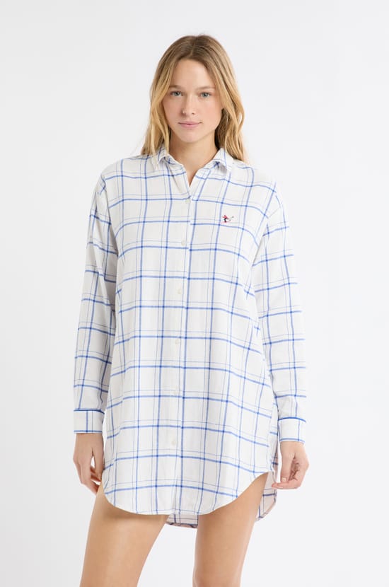 Checkered Cotton Nightshirt;${refinementColor}