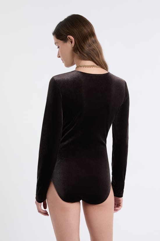 Body manches longues en velours;${refinementColor}