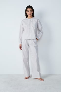 Chemise de pyjama en coton à rayures à coeur;${refinementColor}