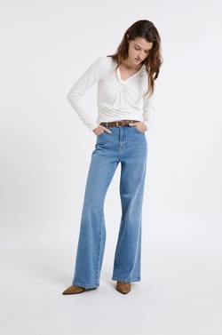 Draped Effect Ribbed T-shirt;${refinementColor}