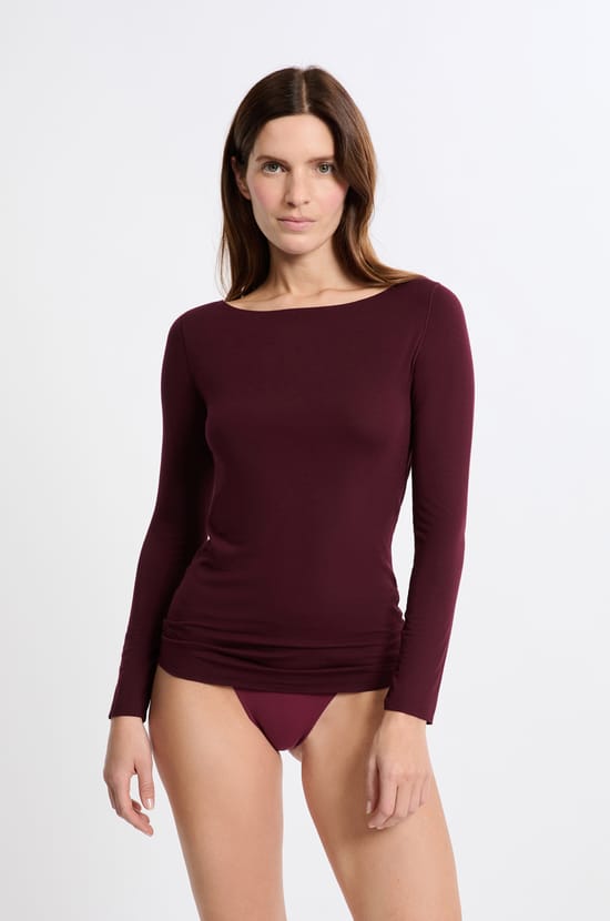 Boat-Neck Thermal T-Shirt;${refinementColor}