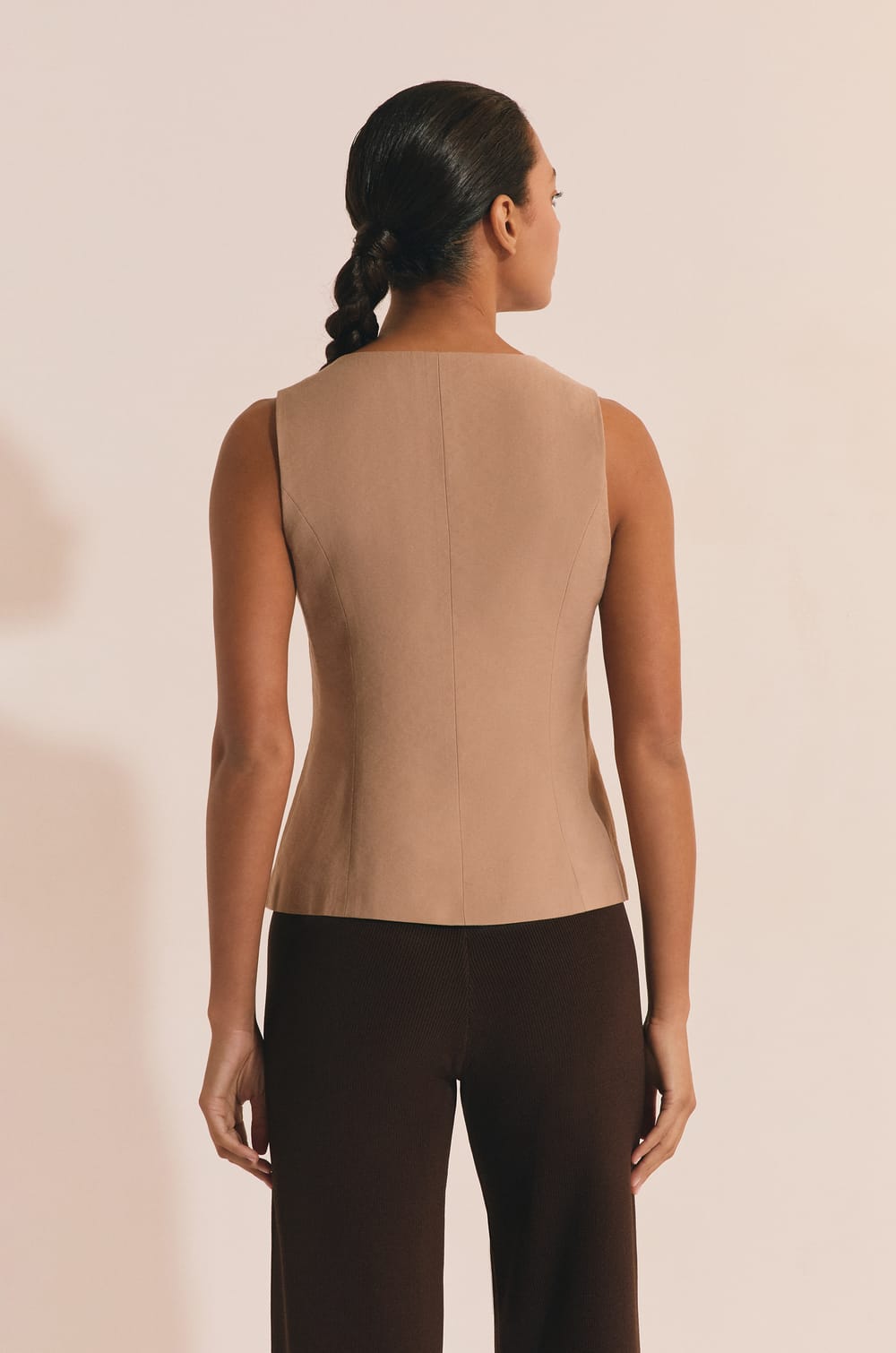 Sleeveless Top with Buttons;${refinementColor}