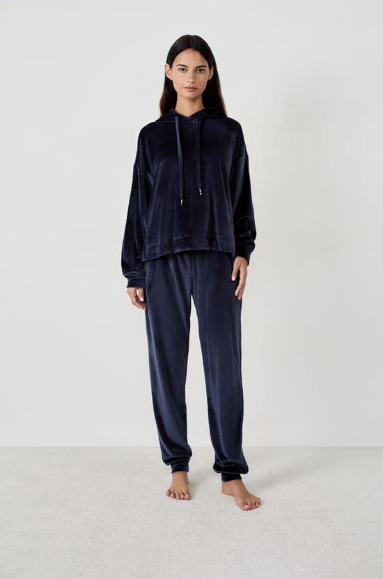 Velvet-effect pyjama trousers;${refinementColor}