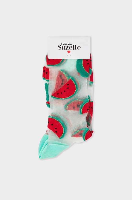 Chaussettes transparentes à motifs pastèques Coucou Suzette;${refinementColor}