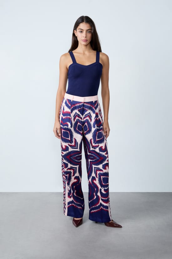 Printed fluid trousers;${refinementColor}