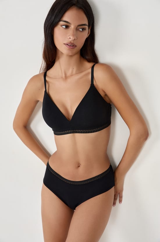 Soutien-gorge sans armatures coques fines en coton;${refinementColor}